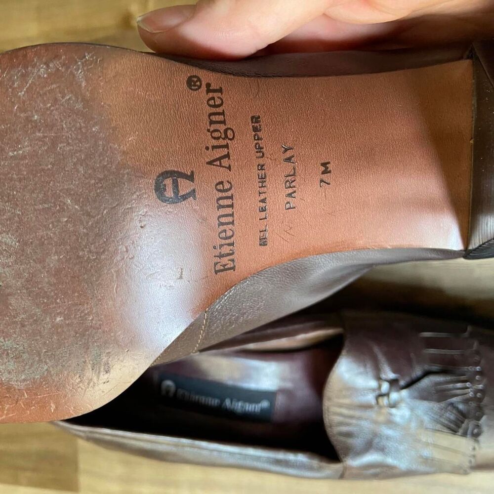 Vintage 90s Etienne Aigner brown leather loafer pumps - Picture 5 of 5